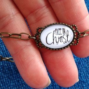 Antiqued Brass Free in Christ Bracelet
